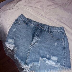 Distressed Denim Shorts